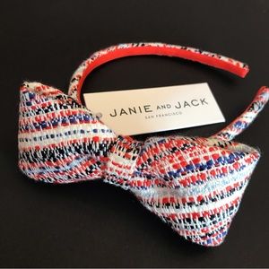 New Janie and Jack Headband w Bow. Red, Blue, White, Black Fabric. One size.